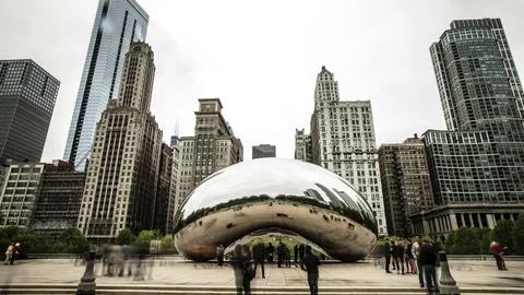 Time-lapse - Chicago IL - Millennium Park - The Bean Video stock 77219270
