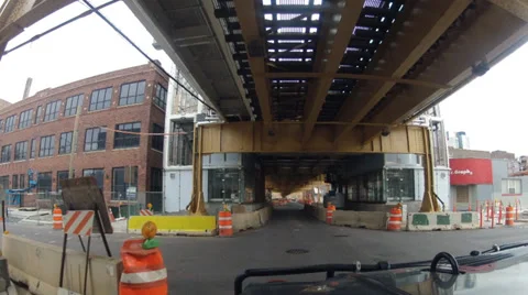 Time-lapse of Chicago on Lake St. driving under train tracks Stock Footage 37181768
