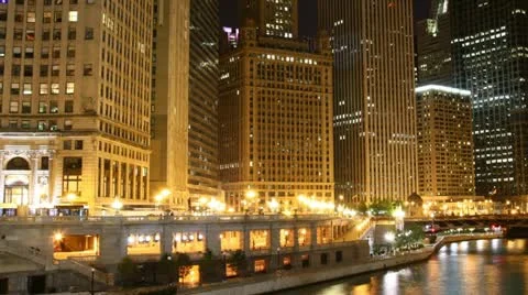 Time Lapse Chicago at night Stock Footage 12122641