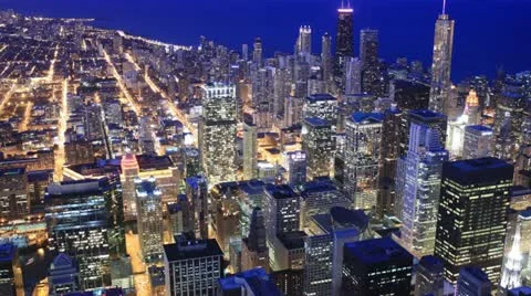 Time Lapse Chicago Skyline at night Stock Footage