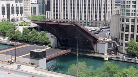 Time lapse of a Chicago Type Trunnion Bascule Bridge closing Video stock 82548729