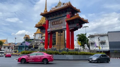 Time lapse of China Town gate landmark, Bangkok, Thailand Stock Footage 278088335
