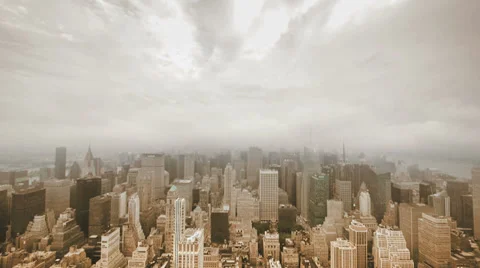 Time lapse city. cityscape. overlooking city. nyc. skyline. foggy cloudy weather Stock Footage 33823095
