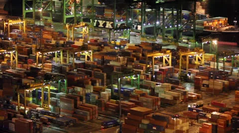 Time lapse of city container port in singapore Video stock 24683917