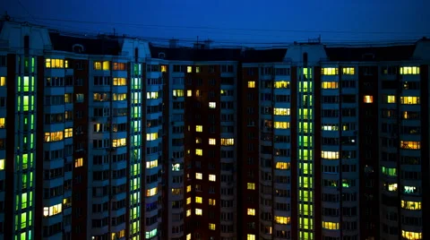 Time lapse city lights in windows Stock Footage 43742632