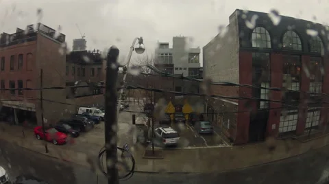 Time Lapse City Rain on Window Stock Footage 48945475