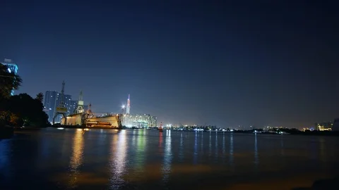 Time-Lapse city river 動画素材 93178430
