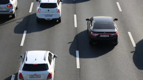 Time lapse of city traffic on freeway with white lanes Stock Footage 62588144