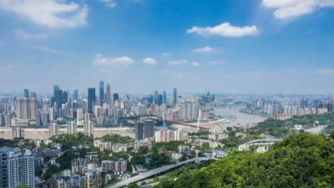 Time lapse of cityscape and skyline of chongqing in cloud sky 스톡 동영상 79458497