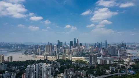 Time lapse of cityscape and skyline of chongqing in cloud sky Stock Footage 79458738