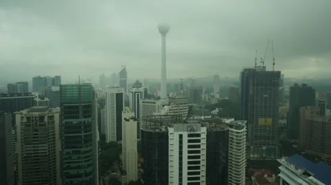 Time lapse cityscape with KL tower, moving cloud and traffic in morning Stock Footage 37541558