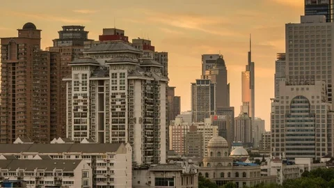 Time lapse of cityscape in nanjing city,sunset time,china Stock Footage