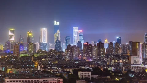 Time lapse of cityscape at night of nanjing city,china Stock Footage 77918558