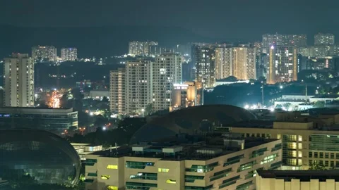 Time Lapse of Cityscape Night View &amp; High Rise Buildings in a city, Pune, India Stock Footage 162309421