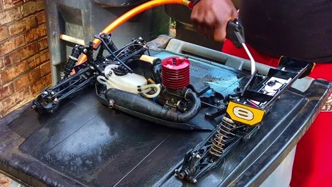 Time Lapse Cleaning A Nitro Fuel Radio Control Car Stock Footage 220033705