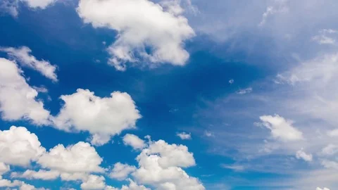 Time lapse: clear blue sky with clouds Stock Footage 74984832