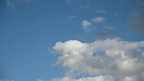 Time lapse of clear blue sky with white and gray clouds  Stock Footage 142282672