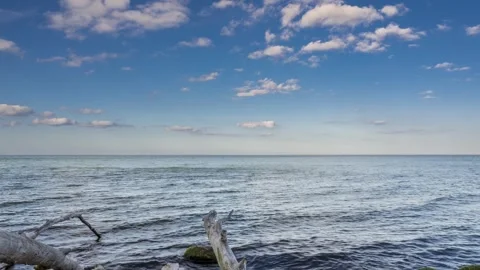 Time lapse of the clear blue sky and sea waves Stock Footage 242777919