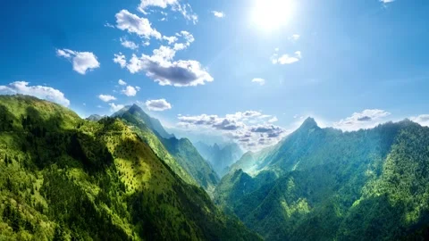Time Lapse of Clear Sky Sunny Green Peak High Sky Flow Cloud Stock Footage 337942921