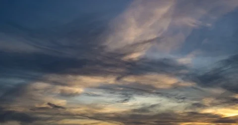 Time lapse clip of gray fluffy curly rolling clouds in windy weather Stock Footage 122699960