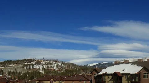 Time lapse clip of mountain ski town condos in winter Stock Footage 45114598