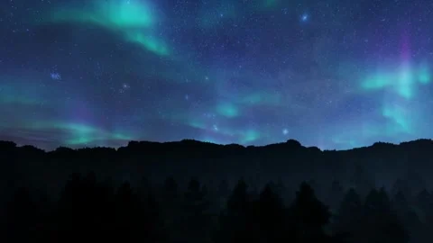 Time lapse clip of Polar Light or Northern Light in the night sky. Blue, pink 動画素材 334658813