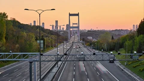 Time lapse clip with Second Bosphorus Bridge and traffic of cars, Istanbul Stock Footage 131324990