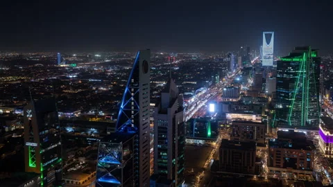 Time lapse clip of the skyline of Riyadh in Saudi Arabia Stock Footage 332106528