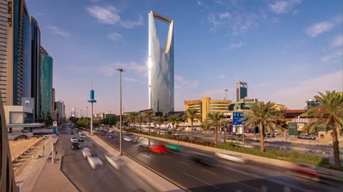 Time lapse clip of traffic on a road in Riyadh Stock Footage 332106807