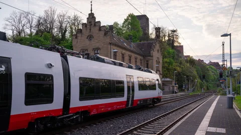 Time lapse clip of a train in Bad Wimpfen Stock Footage 337891820