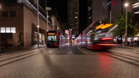 Time lapse clip of tram at Circular Quay in Sydney Stock Footage 340457999