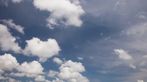 Time lapse clip of white fluffy clouds over blue sky Stock Footage 74984913