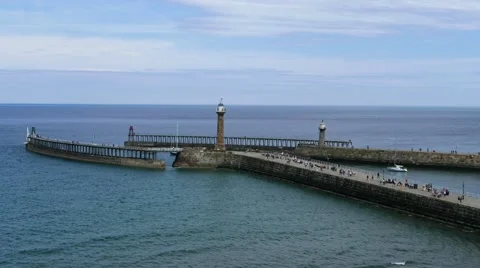 Time lapse clips of Whitby's twin piers. Stock Footage 65338615