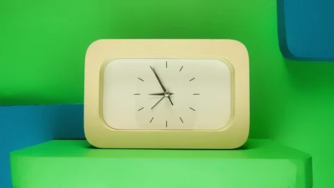 Time lapse clock - camera rotates with big hand of a clock from 09:00-10:00 Stock Footage 94781007