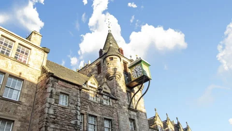 Time lapse of clock Canongate Toll Booth Clock of Edinburgh Stock Footage 144009586