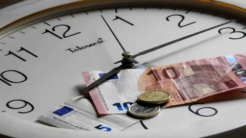 Time lapse Clock with money 3Time is money Video stock 111219944