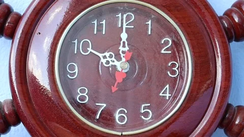 Time lapse, clock is precision made from teak wood case, white pointer Stock Footage 139822903