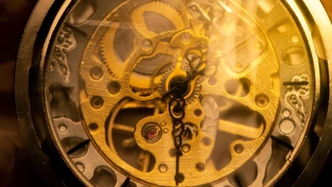 Time Lapse Close Up of Beautiful Gold Watch Gears Spinning and Keeping Time Stock Footage 119927224