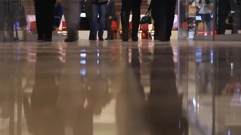 Time lapse. Close-up feet walking people in the mall Stock Footage 75458740