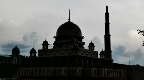 Time lapse of close-up Mosque in silhouette Stock Footage 57908239