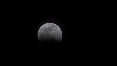 Time lapse close up view of the earth’s umbra touching the moon’s outer Stock Footage 108464149