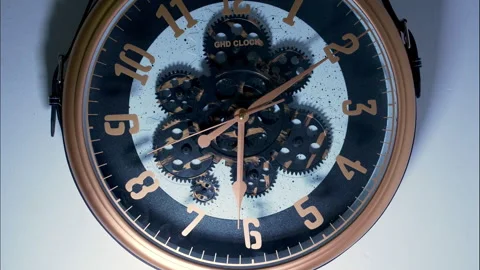 Time-Lapse Close-Up of a Vintage Wall Clock With Mechanical Cogs Stock-Footage 336138827