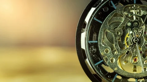 Time lapse closeup pocket watch on table and sunlight. Stock Footage 116462713