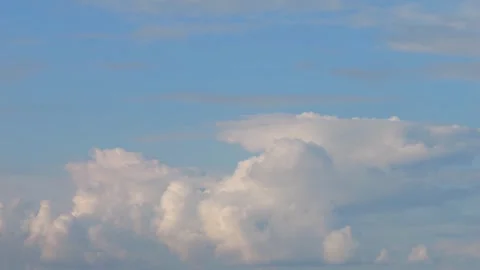 Time lapse closeup of stratus and cumulus clouds motion on blue sunny sky Stock Footage 276104475