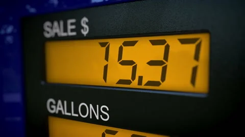 Time lapse closeup zoom in on gas pump display Stock Footage 45863938