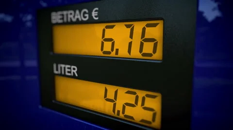 Time lapse closeup zoom in on German gas pump display Stock Footage 46003401