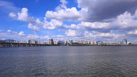 Time Lapse Cloud with blue sky in Seoul, South Korea. Stock Footage 94419511