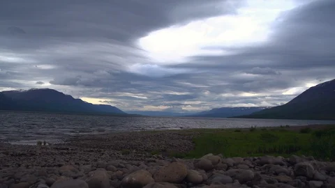 Time lapse With cloud-drift Over the lake Lama in the  Putorana Nature Reserve. Stock Footage 105647137