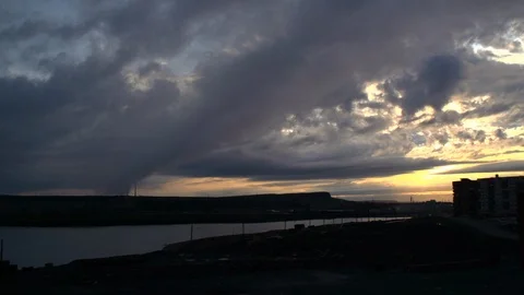Time lapse With cloud-drift Over the lake  on the sunset Vidéo 105649666