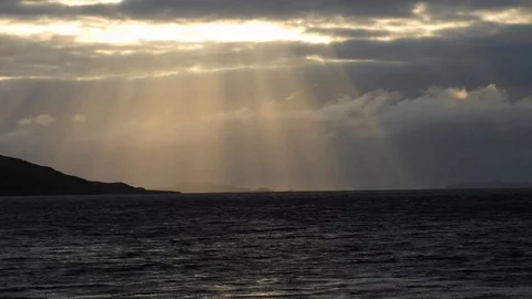 Time Lapse cloud games with the sun over the sea 2 - Scotland Video stock 112949999